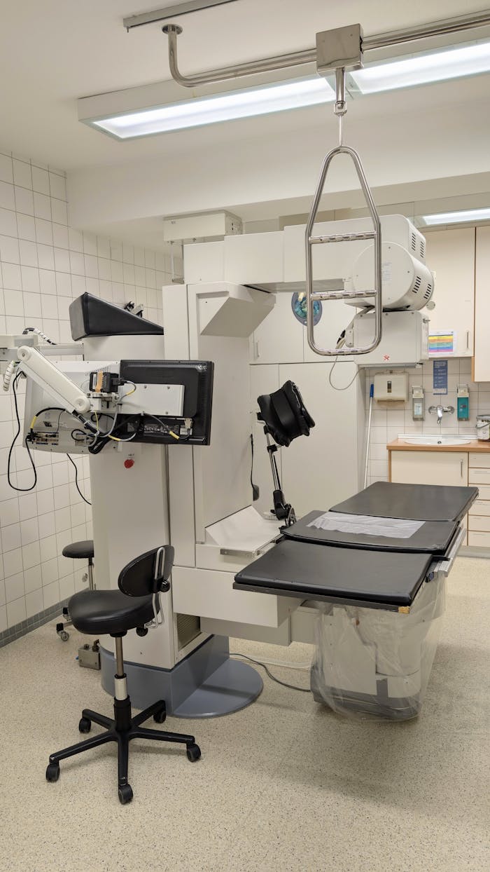 services-02 High-tech diagnostic imaging room with advanced equipment in Wismar hospital, Germany.
